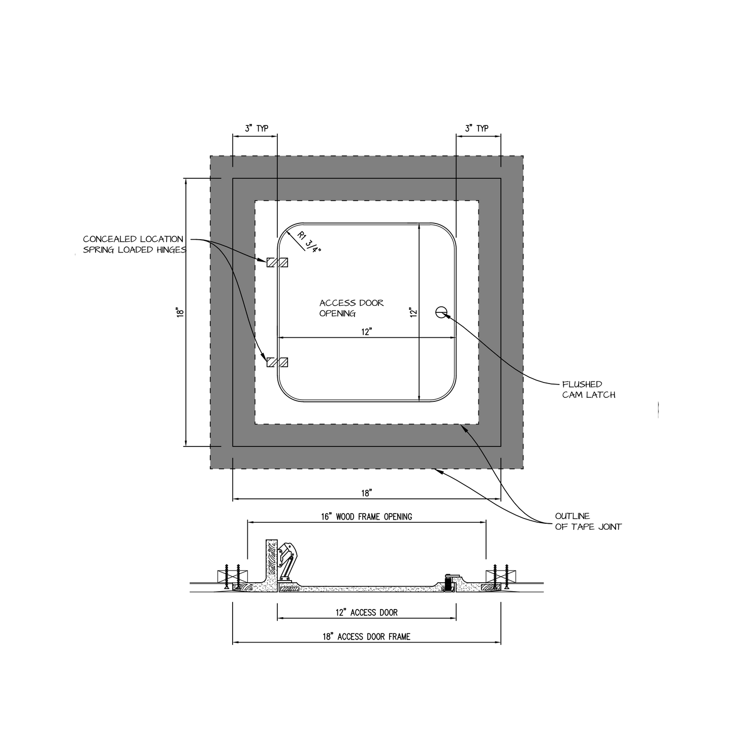 Shop drawing Hinged GFRG Radius corner 12x12