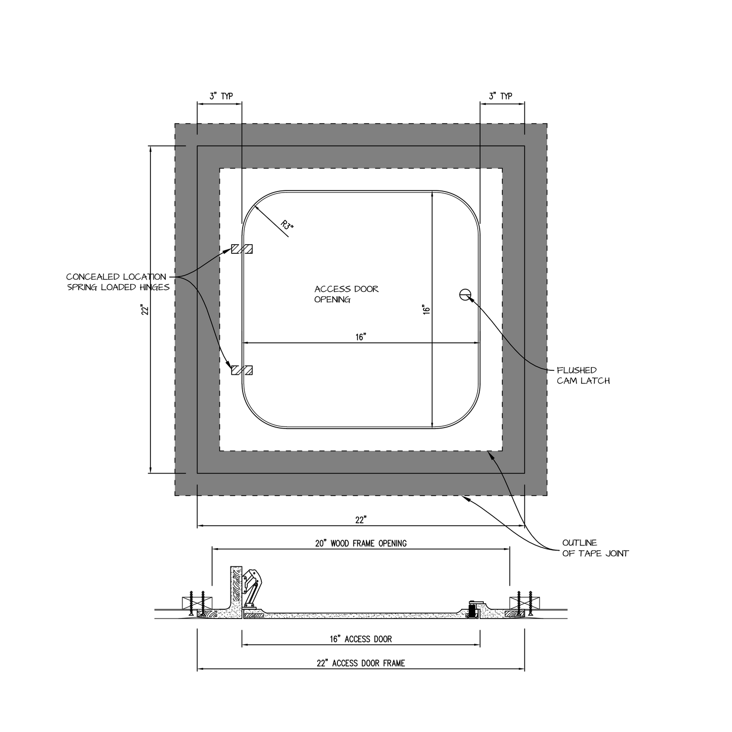 Shop drawing Hinged GFRG Radius corner 16x16