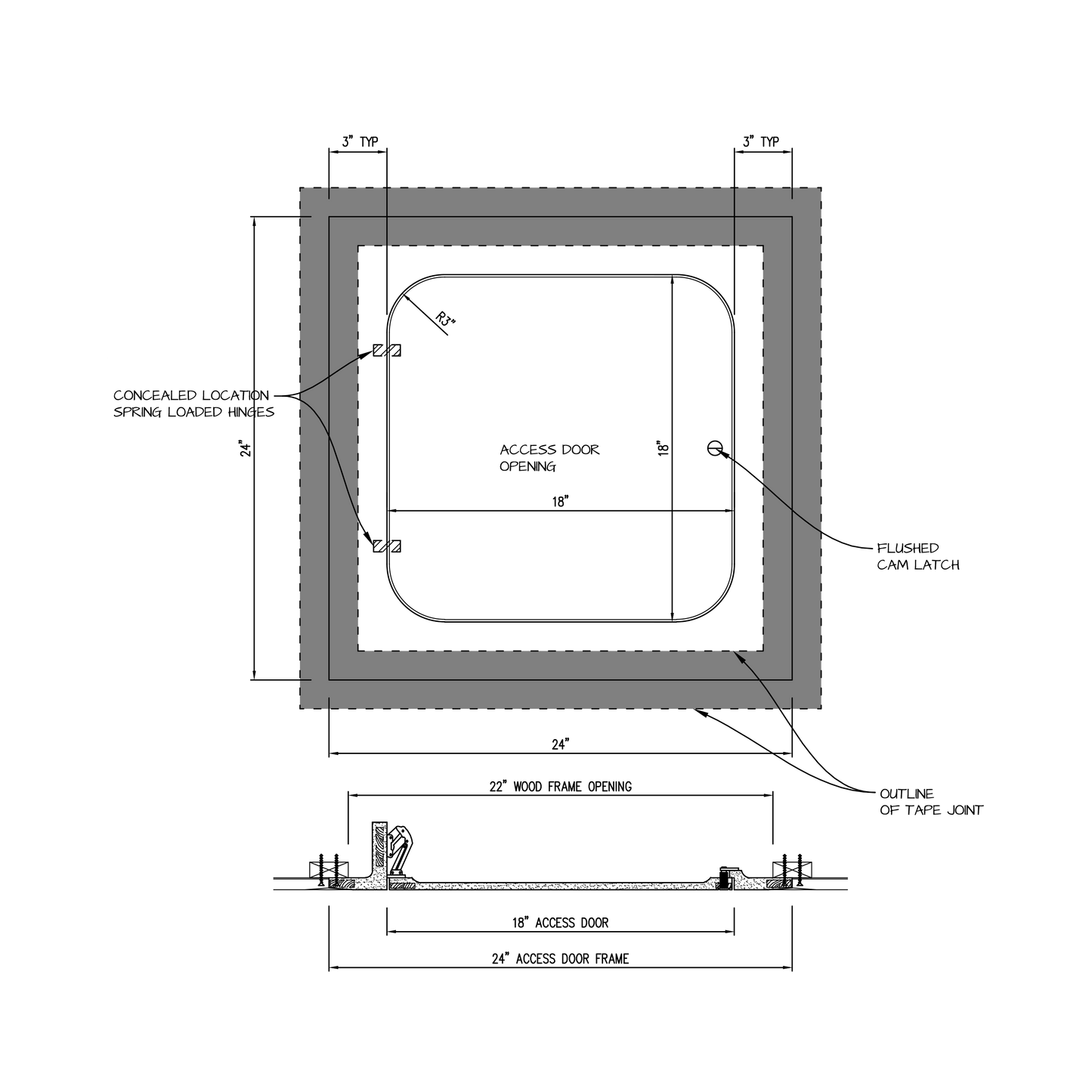 Shop drawing Hinged GFRG Radius corner 18x18