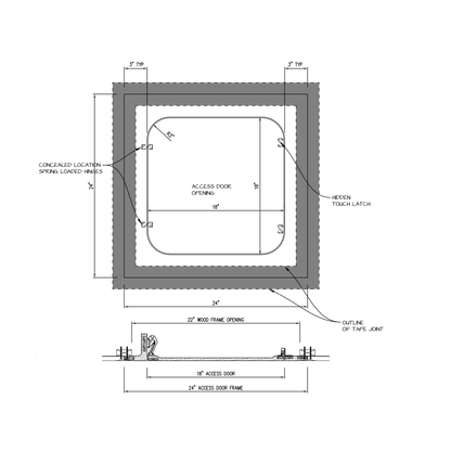 Shop drawing Touch Latch GFRG Radius corner 18x18