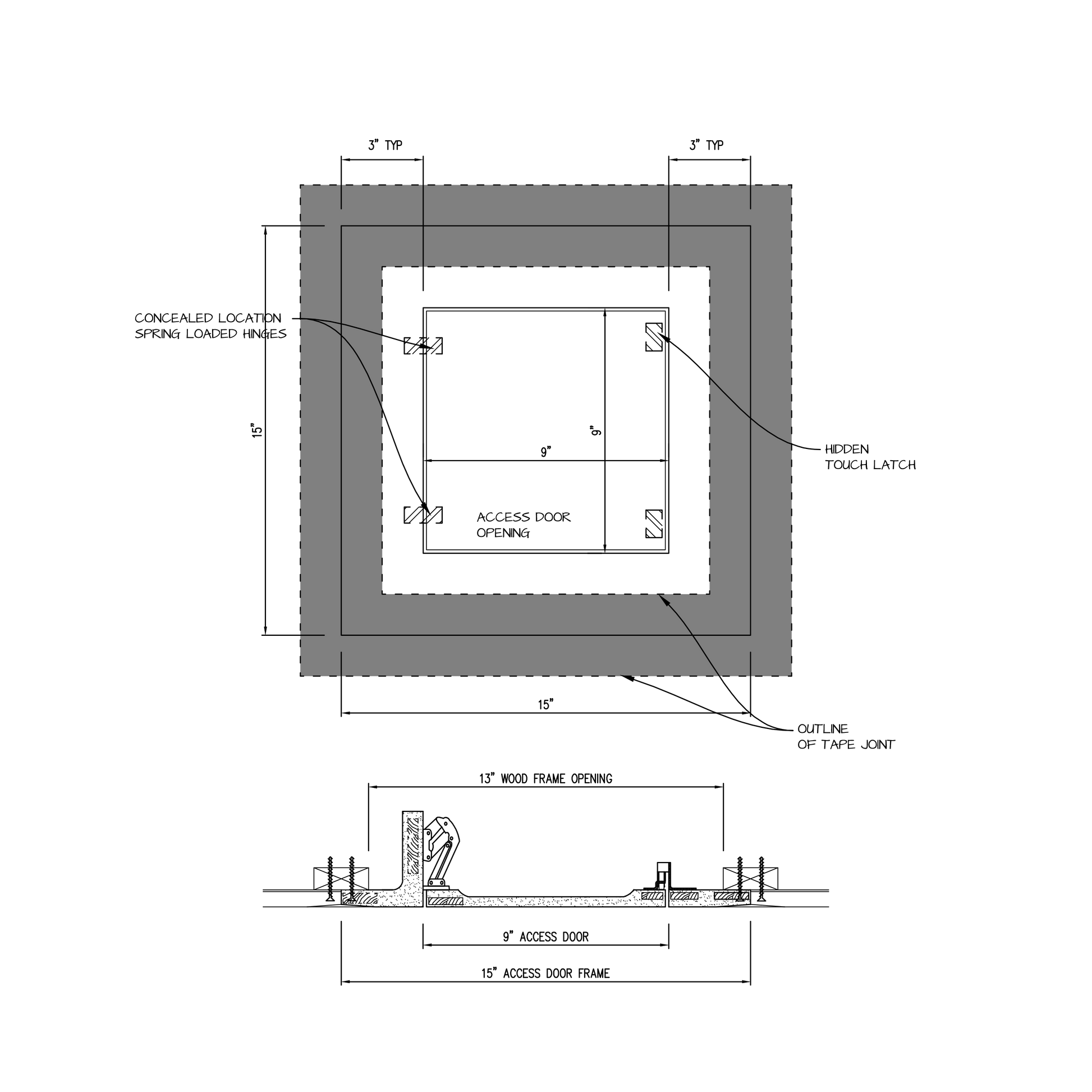 Shop drawing Touch Latch GFRG Square corner 9x9
