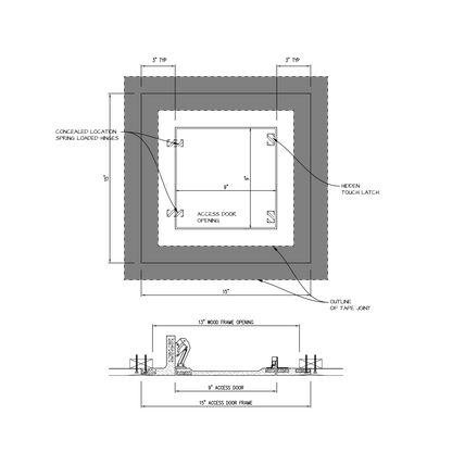 Shop drawing Touch Latch GFRG Square corner 9x9