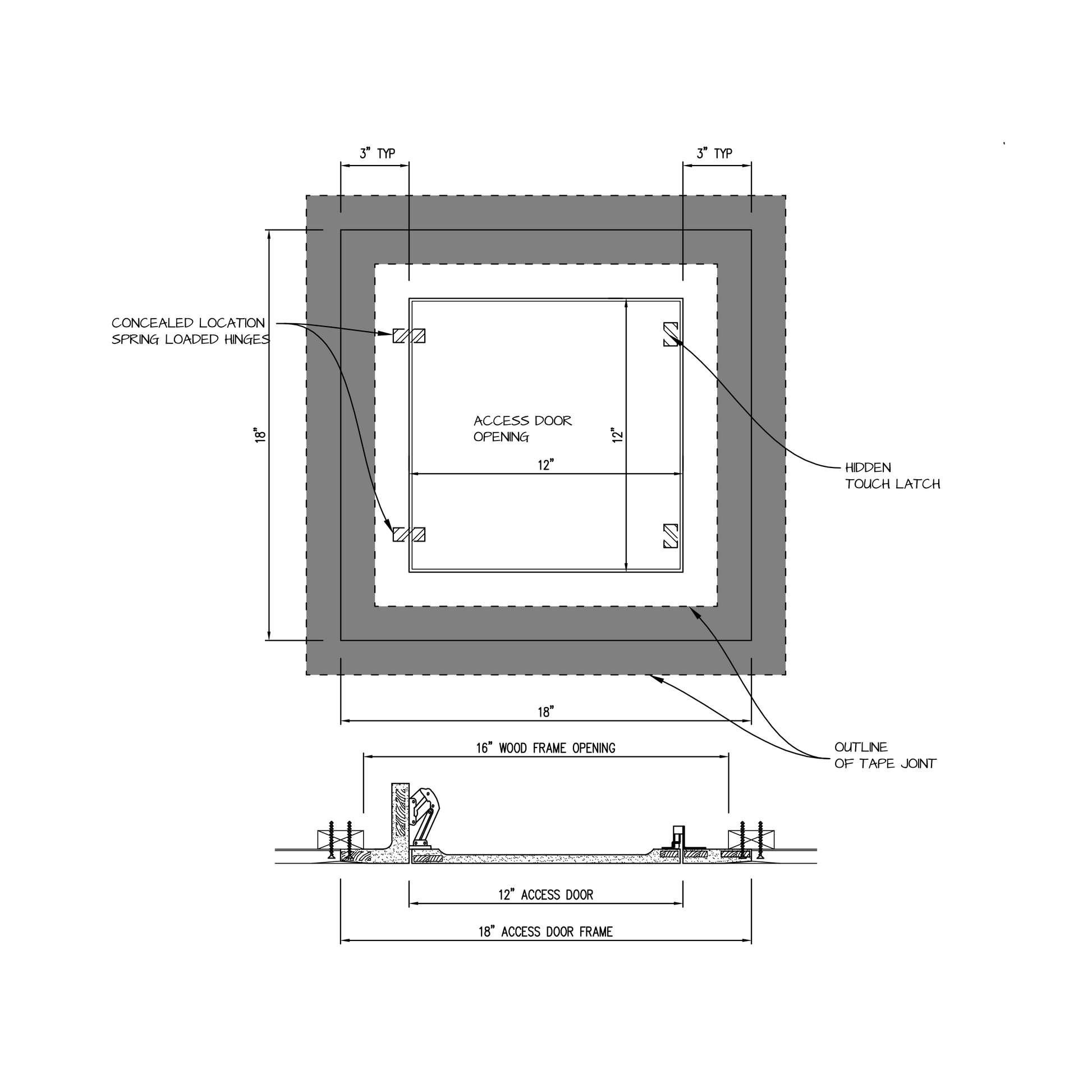 Shop drawing Touch Latch GFRG Square corner 12x12