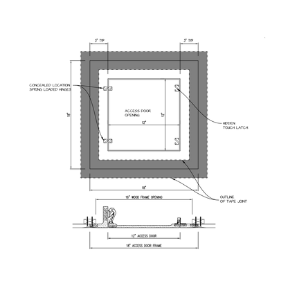 Shop drawing Touch Latch GFRG Square corner 12x12