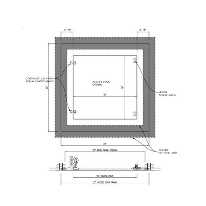 Shop drawing Touch Latch GFRG Square corner 16x16