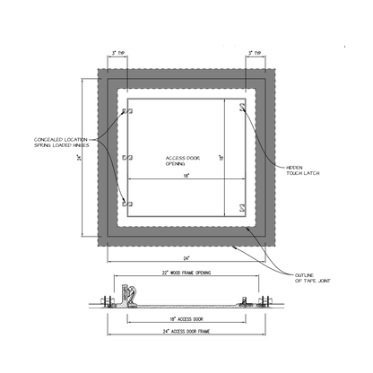 Shop drawing Touch Latch GFRG Square corner 18x18