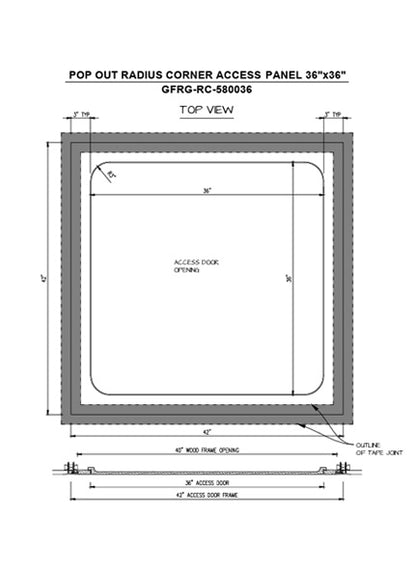 Pop-out Access Panel 36"x36" - Radius Corner