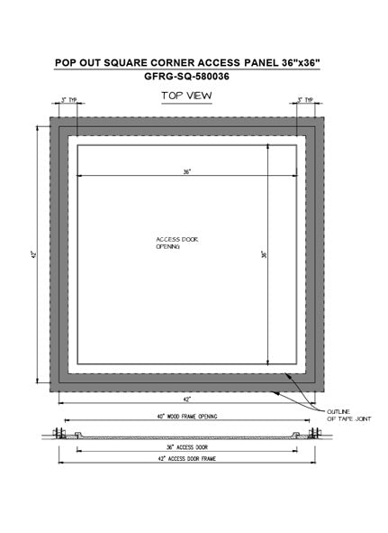 Pop-out Access Panel 36"x 36" - Square Corner