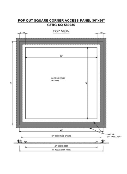 Pop-out Access Panel 36"x 36" - Square Corner