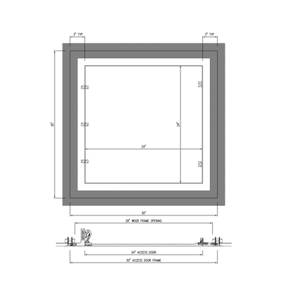 Hinged Touch Latch 24"x 24" - Square Corner