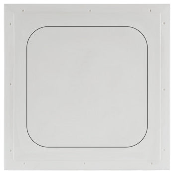 Radius-corner pop-out access panel for modern interiors with smooth edges