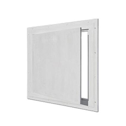 GFRG hinged touch latch access panel with square corners for drywall installation