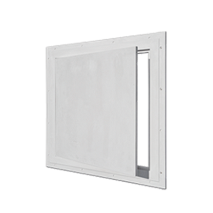 GFRG hinged touch latch access panel with square corners for drywall installation