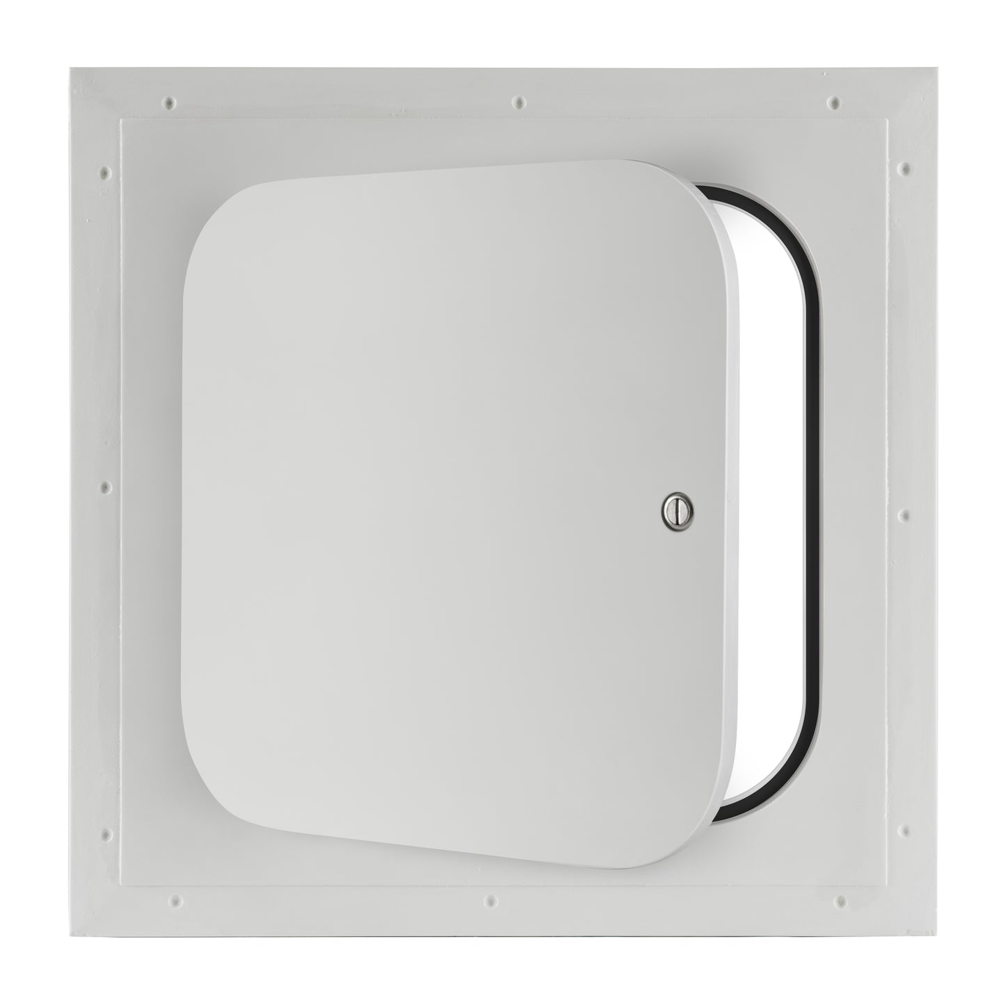 GFRG radius hinged access panel with flush mount and neoprene gasket for drywall and ceiling installations