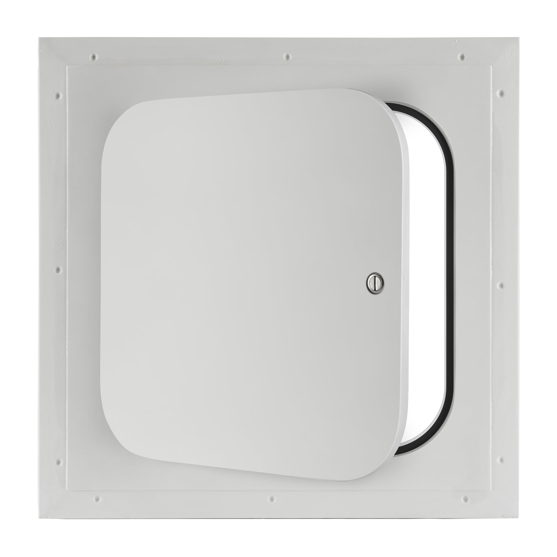 GFRG radius hinged access panel with flush mount and neoprene gasket for drywall and ceiling installations